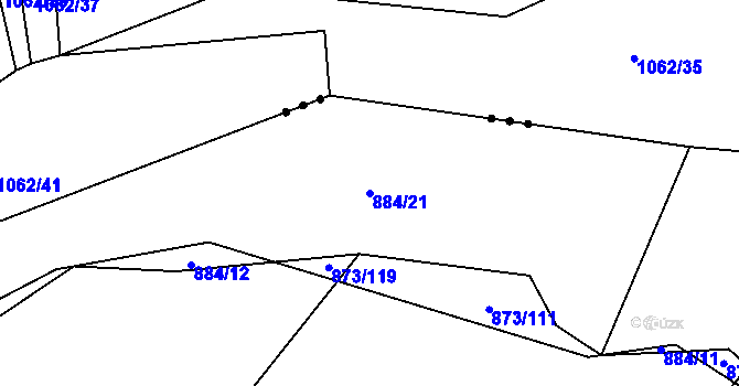 Parcela st. 884/21 v KÚ Kladruby u Vlašimi, Katastrální mapa