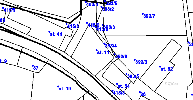 Parcela st. 11 v KÚ Kladruby u Strakonic, Katastrální mapa