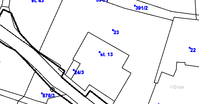 Parcela st. 13 v KÚ Kladruby u Strakonic, Katastrální mapa