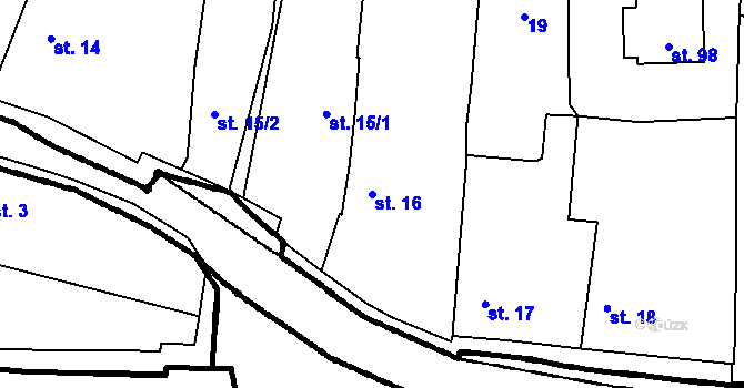 Parcela st. 16 v KÚ Kladruby u Strakonic, Katastrální mapa