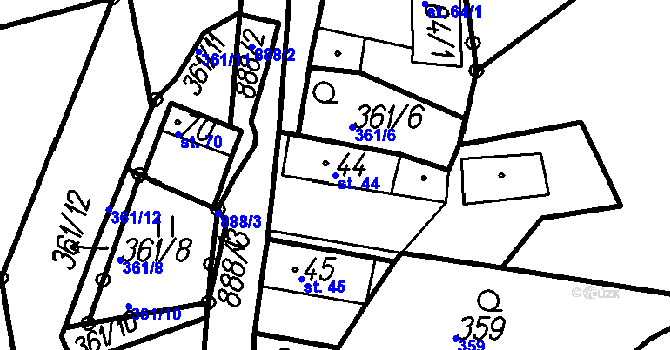Parcela st. 44 v KÚ Kladruby u Strakonic, Katastrální mapa