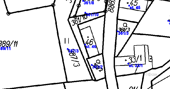Parcela st. 46 v KÚ Kladruby u Strakonic, Katastrální mapa