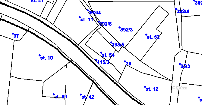 Parcela st. 54 v KÚ Kladruby u Strakonic, Katastrální mapa