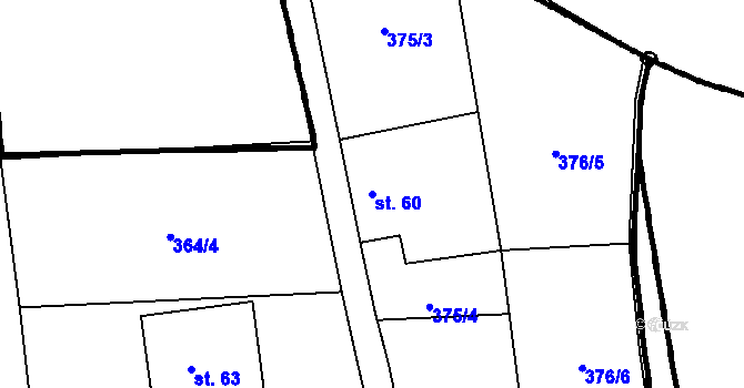 Parcela st. 60 v KÚ Kladruby u Strakonic, Katastrální mapa