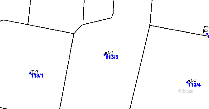 Parcela st. 113/3 v KÚ Kladruby u Strakonic, Katastrální mapa