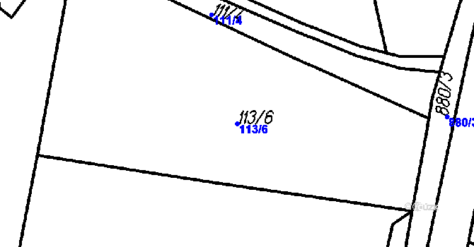 Parcela st. 113/6 v KÚ Kladruby u Strakonic, Katastrální mapa