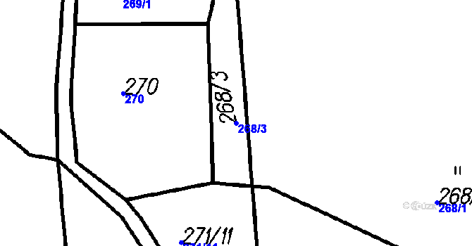 Parcela st. 268/3 v KÚ Kladruby u Strakonic, Katastrální mapa