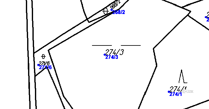 Parcela st. 274/3 v KÚ Kladruby u Strakonic, Katastrální mapa