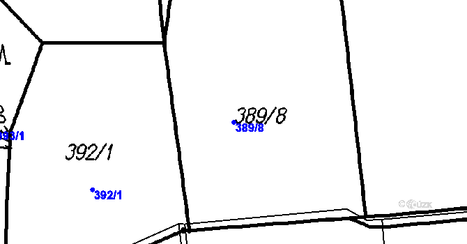 Parcela st. 389/8 v KÚ Kladruby u Strakonic, Katastrální mapa