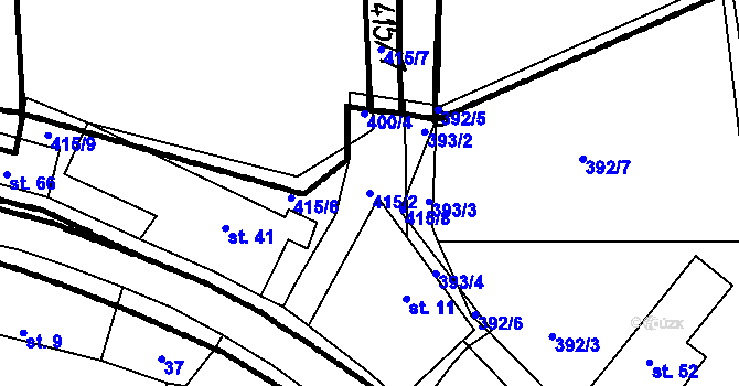 Parcela st. 415/2 v KÚ Kladruby u Strakonic, Katastrální mapa