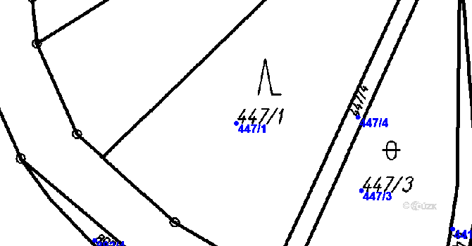 Parcela st. 447/1 v KÚ Kladruby u Strakonic, Katastrální mapa