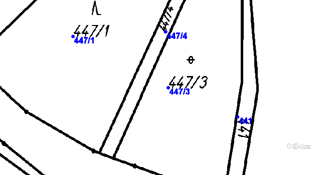 Parcela st. 447/3 v KÚ Kladruby u Strakonic, Katastrální mapa