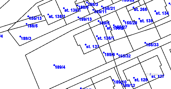 Parcela st. 137 v KÚ Kladruby u Radnic, Katastrální mapa