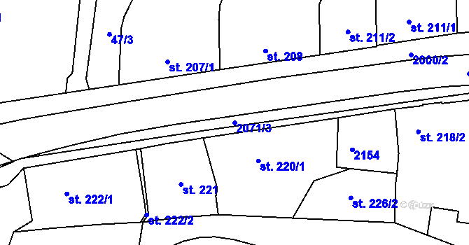 Parcela st. 2071/3 v KÚ Kladruby u Stříbra, Katastrální mapa