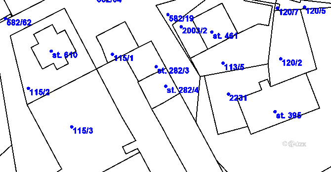 Parcela st. 282/4 v KÚ Kladruby u Stříbra, Katastrální mapa