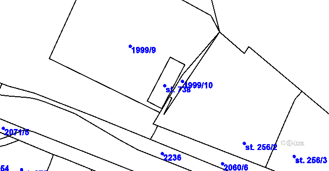 Parcela st. 738 v KÚ Kladruby u Stříbra, Katastrální mapa