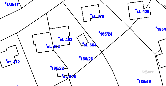 Parcela st. 664 v KÚ Kladruby u Stříbra, Katastrální mapa