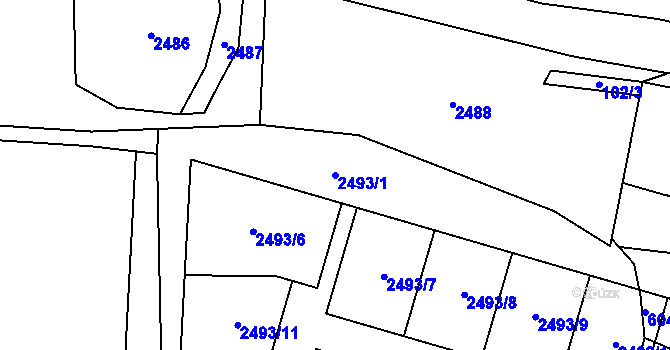 Parcela st. 2493/1 v KÚ Kladruby u Stříbra, Katastrální mapa