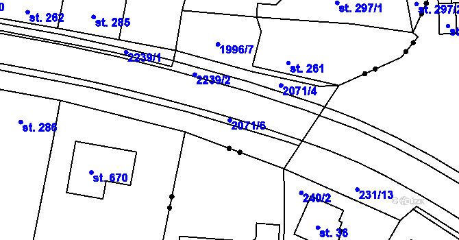 Parcela st. 2071/6 v KÚ Kladruby u Stříbra, Katastrální mapa
