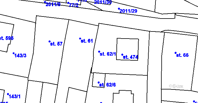 Parcela st. 62/1 v KÚ Kladruby u Stříbra, Katastrální mapa