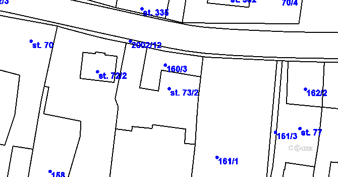 Parcela st. 73/2 v KÚ Kladruby u Stříbra, Katastrální mapa