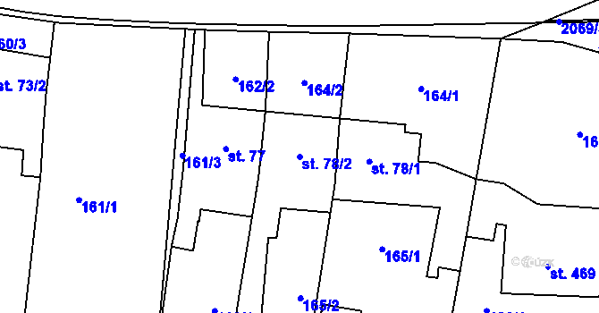 Parcela st. 78/2 v KÚ Kladruby u Stříbra, Katastrální mapa