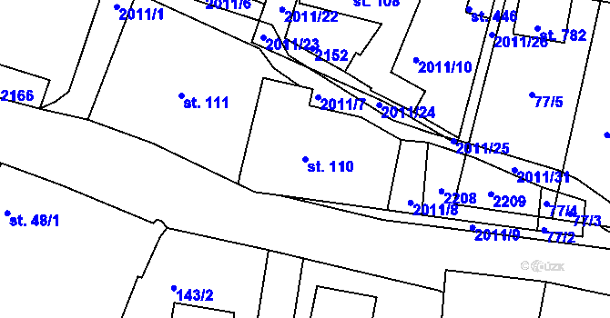 Parcela st. 110 v KÚ Kladruby u Stříbra, Katastrální mapa