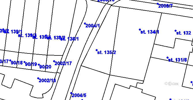 Parcela st. 135/2 v KÚ Kladruby u Stříbra, Katastrální mapa