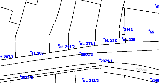 Parcela st. 211/1 v KÚ Kladruby u Stříbra, Katastrální mapa