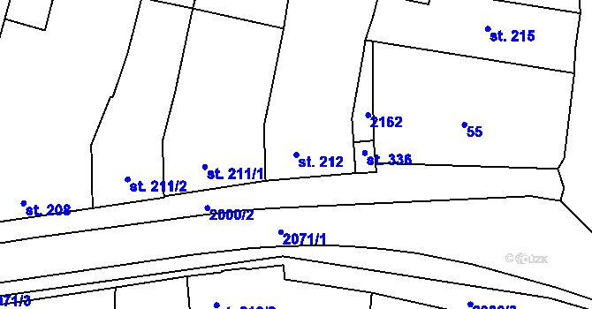 Parcela st. 212 v KÚ Kladruby u Stříbra, Katastrální mapa