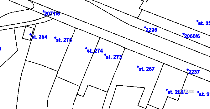 Parcela st. 273 v KÚ Kladruby u Stříbra, Katastrální mapa