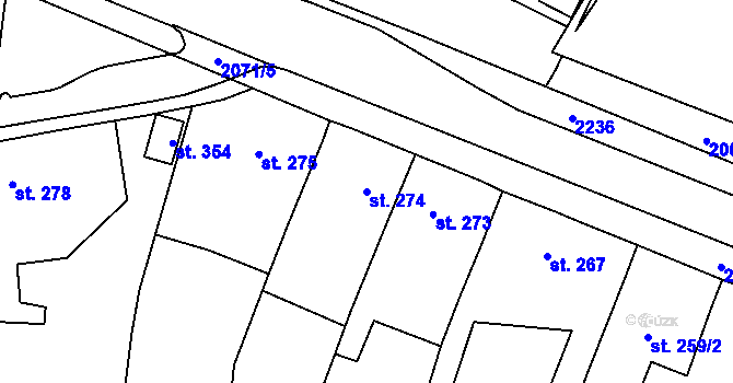 Parcela st. 274 v KÚ Kladruby u Stříbra, Katastrální mapa