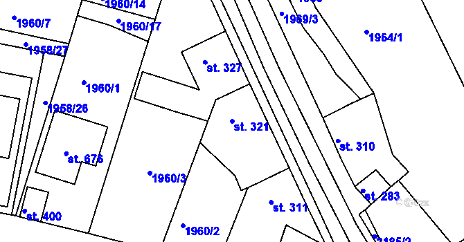Parcela st. 321 v KÚ Kladruby u Stříbra, Katastrální mapa
