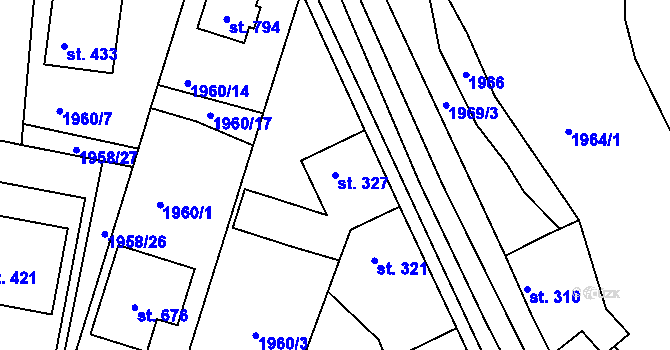 Parcela st. 327 v KÚ Kladruby u Stříbra, Katastrální mapa