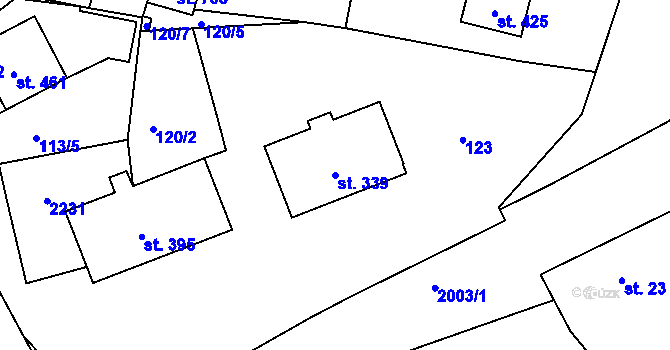 Parcela st. 339 v KÚ Kladruby u Stříbra, Katastrální mapa