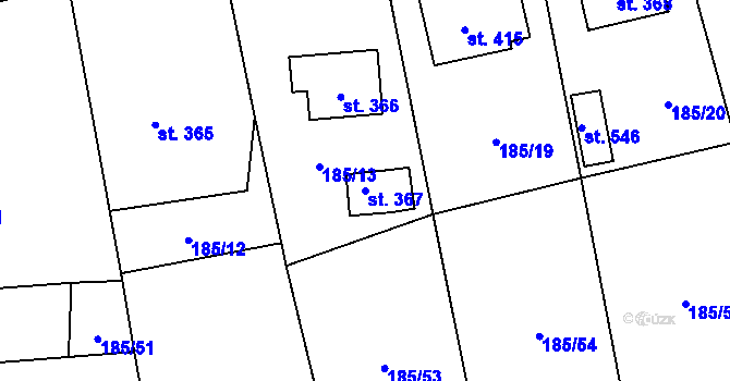 Parcela st. 367 v KÚ Kladruby u Stříbra, Katastrální mapa