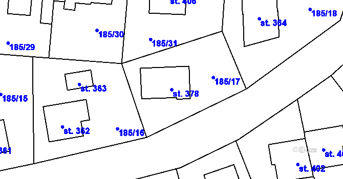 Parcela st. 378 v KÚ Kladruby u Stříbra, Katastrální mapa