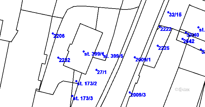 Parcela st. 399/5 v KÚ Kladruby u Stříbra, Katastrální mapa