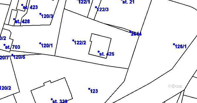 Parcela st. 425 v KÚ Kladruby u Stříbra, Katastrální mapa