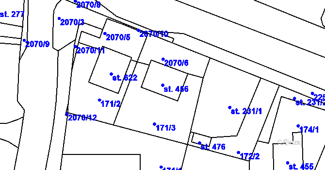 Parcela st. 456 v KÚ Kladruby u Stříbra, Katastrální mapa