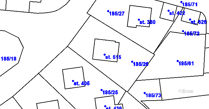 Parcela st. 515 v KÚ Kladruby u Stříbra, Katastrální mapa