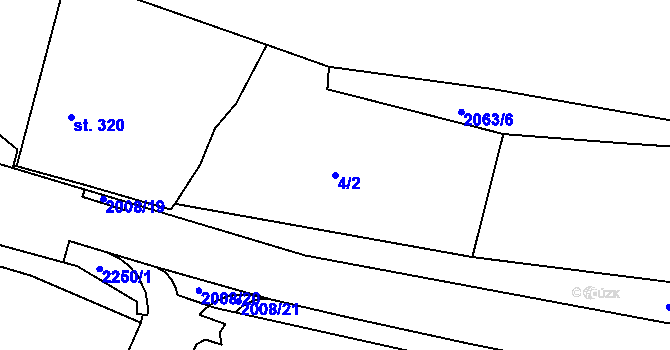 Parcela st. 4/2 v KÚ Kladruby u Stříbra, Katastrální mapa