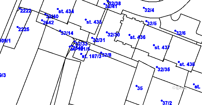 Parcela st. 32/8 v KÚ Kladruby u Stříbra, Katastrální mapa