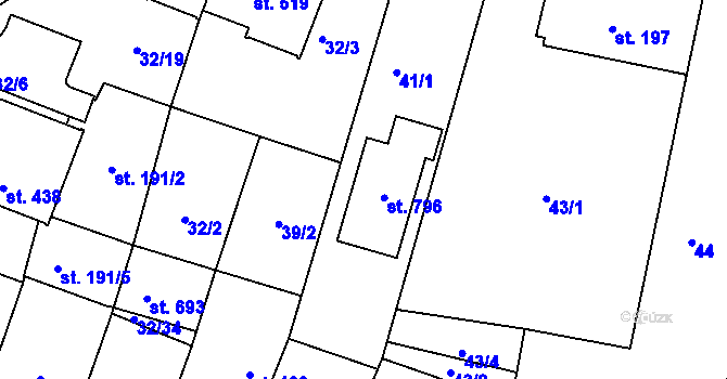 Parcela st. 41/1 v KÚ Kladruby u Stříbra, Katastrální mapa
