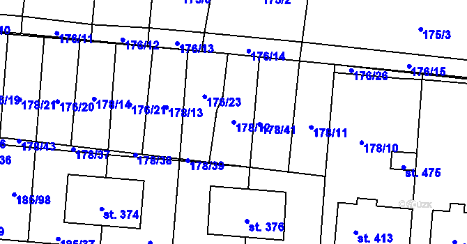 Parcela st. 178/12 v KÚ Kladruby u Stříbra, Katastrální mapa