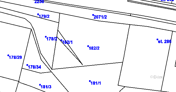 Parcela st. 182/2 v KÚ Kladruby u Stříbra, Katastrální mapa