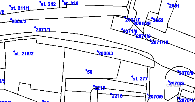 Parcela st. 2000/3 v KÚ Kladruby u Stříbra, Katastrální mapa