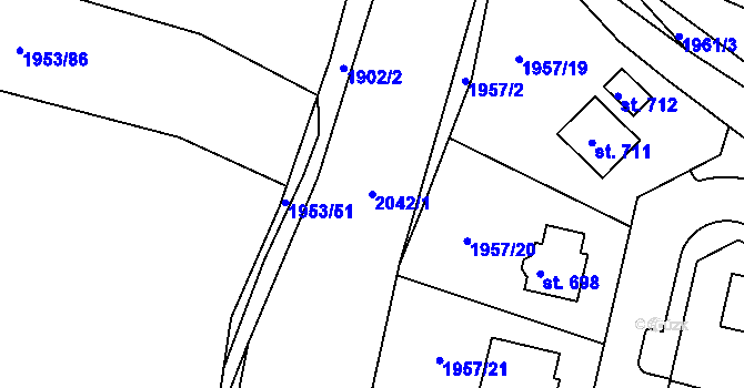 Parcela st. 2042/1 v KÚ Kladruby u Stříbra, Katastrální mapa