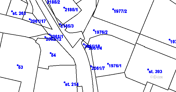 Parcela st. 2061/4 v KÚ Kladruby u Stříbra, Katastrální mapa