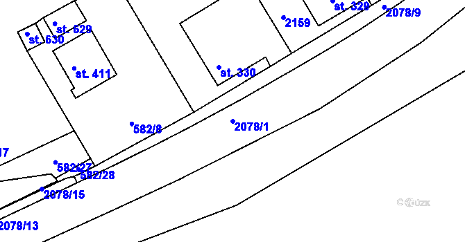 Parcela st. 2078/1 v KÚ Kladruby u Stříbra, Katastrální mapa